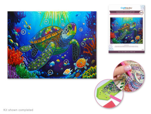 Turtle - Diamond Painting Art Kit - 12"x16" w/Gems+Tool+Tray - Image 2