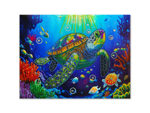 Turtle - Diamond Painting Art Kit - 12"x16" w/Gems+Tool+Tray