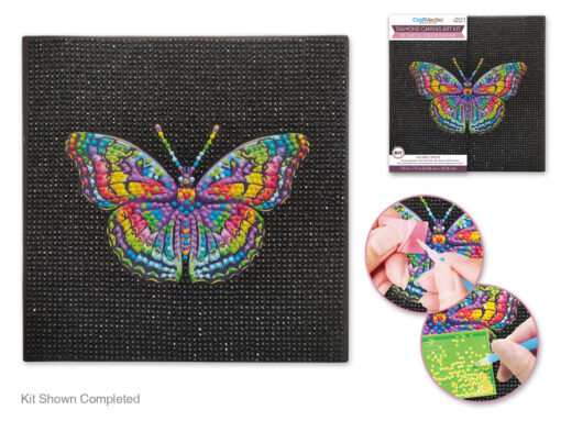 Butterfly - Diamond Painting Art Kit - 7.9"x7.9" Primed Back-Stapled w/Gems+Tool+Tray - Image 2