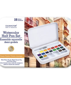 Classic Palette - 18 Half-Pan Watercolor Set Portable w/Water Brush