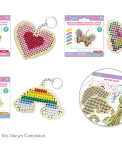 Dainty - DIY Wood Keyring Cross-Stitch Kit Makes 2 Assorted 3 Styles