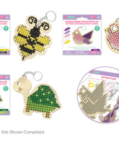 Creature Pals - DIY Wood Keyring Cross-Stitch Kit Makes 2 - Assorted - 3 Styles
