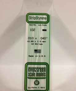 102 - .010" X .040" - OPAQUE WHITE POLYSTYRENE STRIP - 14" - 10 piece
