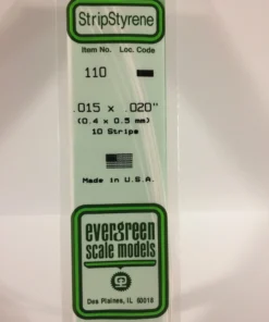 110 - .015" X .020" - OPAQUE WHITE POLYSTYRENE STRIP - 14" - 10 piece