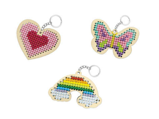 Dainty - DIY Wood Keyring Cross-Stitch Kit Makes 2 Assorted 3 Styles - Image 3
