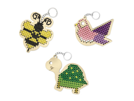 Creature Pals - DIY Wood Keyring Cross-Stitch Kit Makes 2 - Assorted - 3 Styles - Image 2