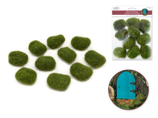 1.8"x1.3"x0.9" Mini Moss Stones x10 Asst Shapes - Image 2
