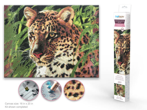 Leopard - Diamond Painting Art Kit - 15.8"x19.7" w/Gems+Tool+Tray - Image 2