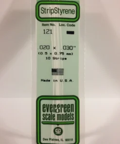 121 - .020" X .030" - OPAQUE WHITE POLYSTYRENE STRIP - 14" - 10 piece