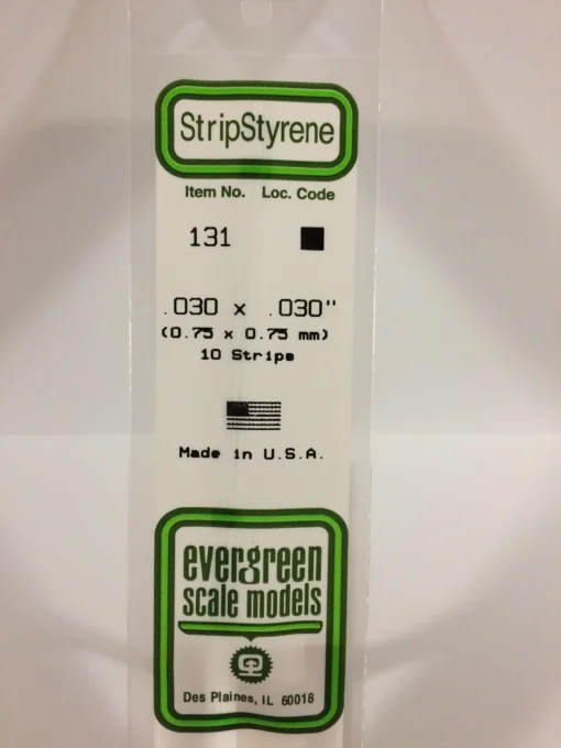 131 - .030" X .030" - OPAQUE WHITE POLYSTYRENE STRIP - 14" - 10 piece