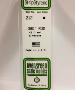 212 - .080" (2.0mm) OD WHITE POLYSTYRENE ROD - 14" - 6 piece