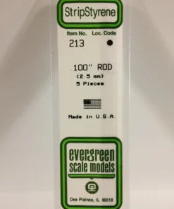 213 - .100" (2.5mm) OD WHITE POLYSTYRENE ROD - 14" - 5 pieces
