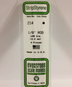 214 - .125" (3.2mm) OD WHITE POLYSTYRENE ROD - 14" - 4 piece