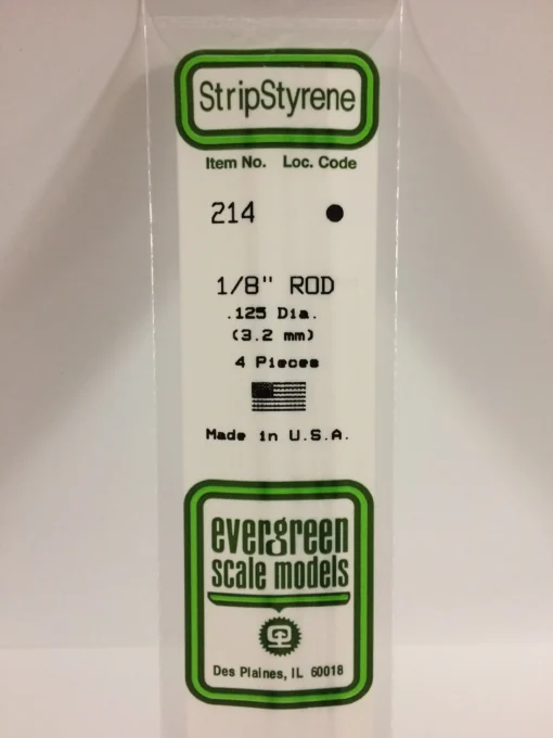 214 - .125" (3.2mm) OD WHITE POLYSTYRENE ROD - 14" - 4 piece