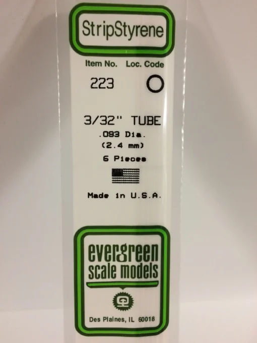 223 - .093" (2.4mm) OD OPAQUE WHITE POLYSTYRENE TUBING - 14" - 6 piece
