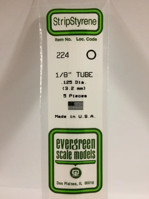 224 - .125" (3.2mm) OD OPAQUE WHITE POLYSTYRENE TUBING - 14" - 5 piece