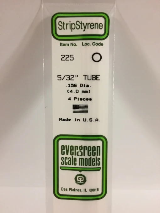 225 - .156" (4.0mm) OD OPAQUE WHITE POLYSTYRENE TUBING - 14" - 4 piece