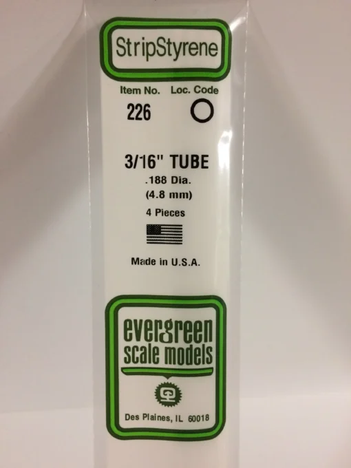 226 - .188" (4.8mm) OD OPAQUE WHITE POLYSTYRENE TUBING - 14" - 4 piece