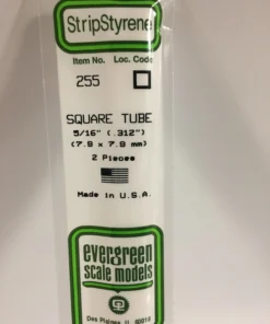 255 - .312" (7.9mm) OPAQUE WHITE POLYSTYRENE SQUARE TUBING - 14" - 3 piece