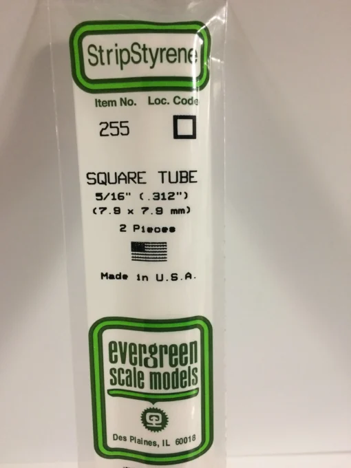 255 - .312" (7.9mm) OPAQUE WHITE POLYSTYRENE SQUARE TUBING - 14" - 3 piece