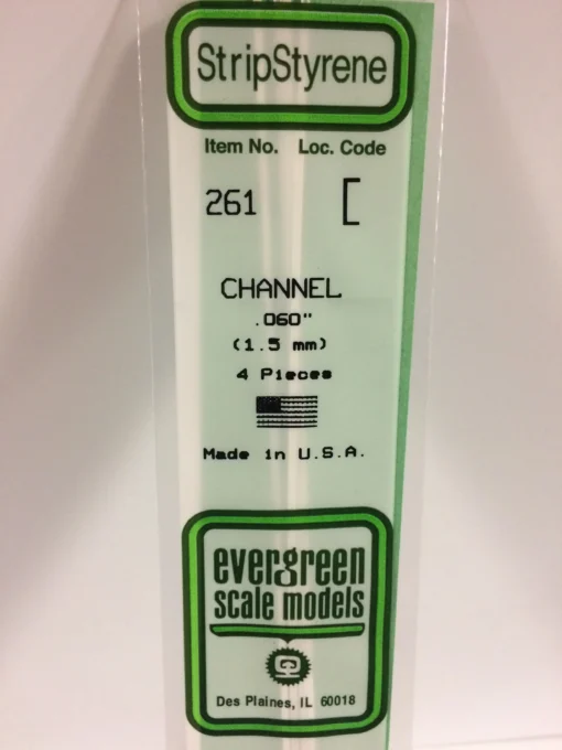 261 - .060" (1.5mm) OPAQUE WHITE POLYSTYRENE CHANNEL - 14" - 4 piece