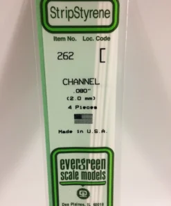 262 - .080" (2.0mm) OPAQUE WHITE POLYSTYRENE CHANNEL - 14" - 4 piece