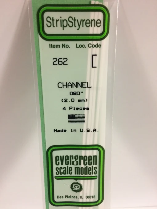 262 - .080" (2.0mm) OPAQUE WHITE POLYSTYRENE CHANNEL - 14" - 4 piece