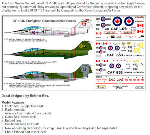 1/48 - RCAF CF-104D Starfighter - Kinetic Gold - Image 2